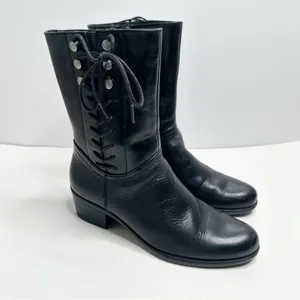 Bussola Black Leather Mid Calf Boots Size 39 thumbnail 2