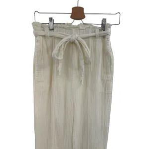 Free People Ivory Double Gauze Paperbag‎ Tie Waist Beach Pants Size XS thumbnail 2
