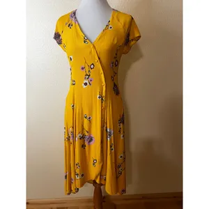 Free People FP Yellow Lost in You Floral Midi Dress XS thumbnail 2