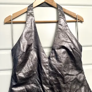 Zara Metallic Halter Top Sz L thumbnail 2