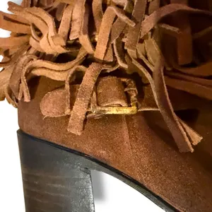 Freebird Booties Women's Size 8 Brown Suede Fringe‎ Western Heeled Belle Style thumbnail 10