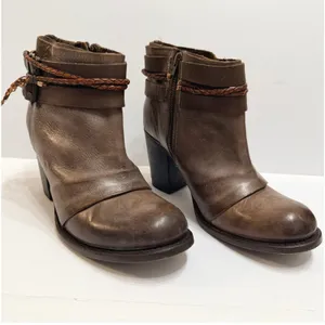 Freebird by Steven Lion Leather Braided Straps Ankle Booties Size 11 Distressed thumbnail 3