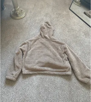 Crop cozy fleece hoodie thumbnail 8