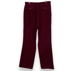 Corduroy Pants Burgundy Dark Red‎ Straight Leg Women High Waisted Rise Pockets thumbnail 2
