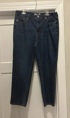 7 For All Mankind Seven 7 Denim Jeans Women's Size 16 Slim Straight Stretch High-Rise Dark Wash thumbnail 1