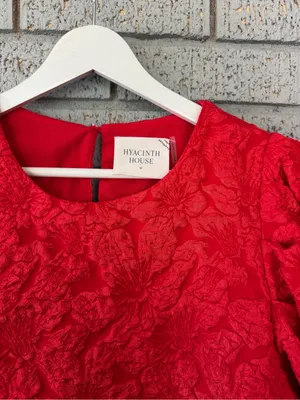 Tuckernuck Hyacinth House Noelle Blouse Red Jacquard Floral Size Medium thumbnail 4