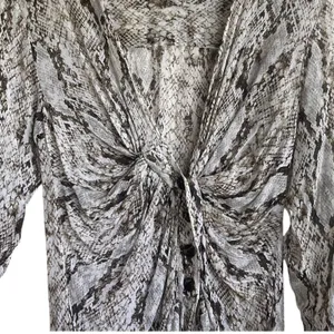 Zara Women‎ Wrap Dress S Reptile Print Surplice Neck High Slits Boho Chic Beachy thumbnail 3
