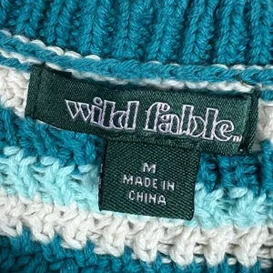 Wild Fable Crop Top Womens M Blue 100% Cotton Knit Y2K 90s Retro‎ Coastal 70s thumbnail 4
