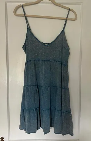 Altar’d State Chambray Tiered Dress - Size L thumbnail 1