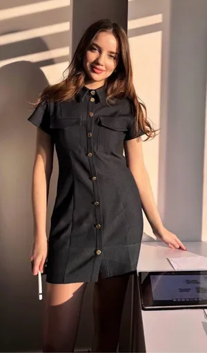 Zara dress Elegant Black Button-Down collared business office casual Dress thumbnail 6