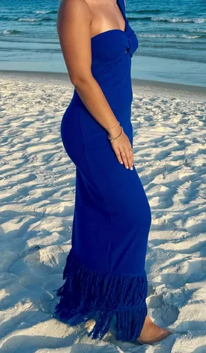 Blue Fitted Maxi Dress thumbnail 1
