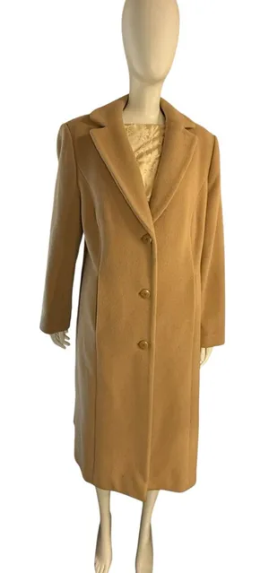 Chadwick's Women's Classic Camel Wool-Blend Long Tailored Coat thumbnail 1
