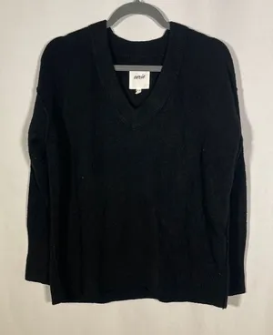 Aerie Womens Soft Black V Neck Sweater Oversized Xs thumbnail 1