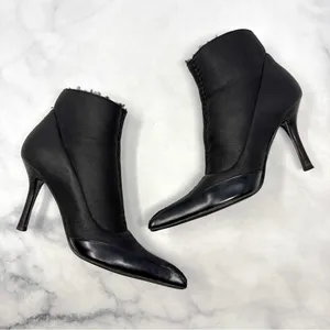 Giuseppe Zanotti Vicini Vintage Y2K Shearling Zip Pointed Ankle Booties Black 36 thumbnail 6