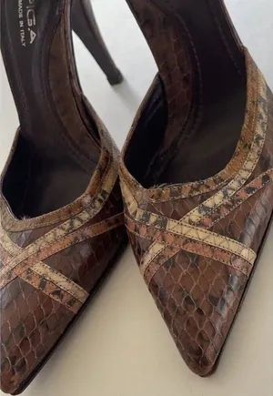 Vintage Via Spiga Snake Skin Leather Brown Multicolor Women’s Sz 8 Italy RARE thumbnail 1