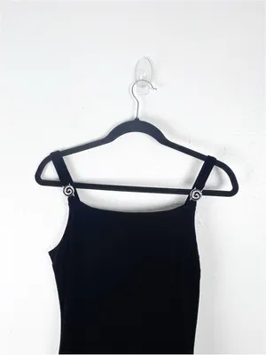 JESSICA MCCLINTOCK GUNNE SAX Black Velvet Back Zipper Jeweled Straps Dress 9/10 thumbnail 6