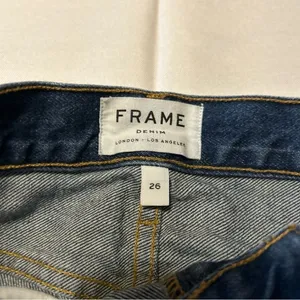 Frame Casablanca Blue Denim Jean Mini Skirt Distressed Stagger Hem Size 26 thumbnail 2