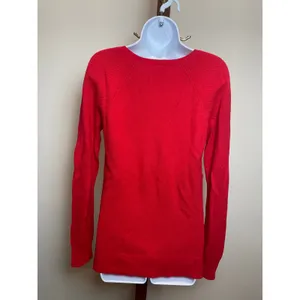 GAP Sweater Size S Red Waffle Knit V Neck Long Sleeve Cotton Blend NWT thumbnail 3