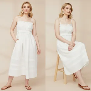 J. Crew Square Neck Ruffle Maxi Dress White Sz 14 FINAL PRICE thumbnail 2