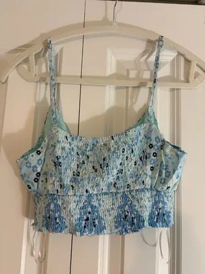Cropped Blue Patterned Top thumbnail 2