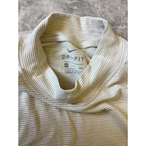 Nike Dri-FIT Womens XXL Cream Mock Neck Long Sleeve Training Top Striped Panel thumbnail 2