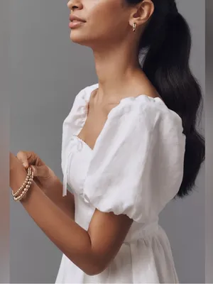 Reformation Malvina Linen Dress in White 6 thumbnail 4