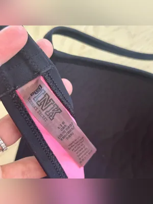 PINK by Victoria's Secret Deep V Push Up wire black bikini top Size L thumbnail 4