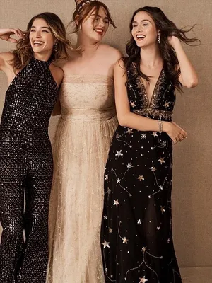 Joanna August • BHLDN Brenda Long Star Gown strapless champagne tulle glitter thumbnail 4