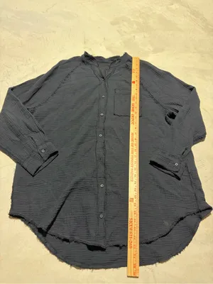 Aerie black button gauzy coverup shirt medium thumbnail 6
