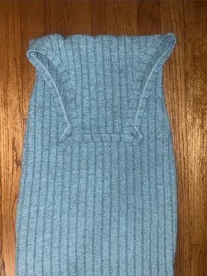 Ribbed Knit Midi Dress - Light Blue MD thumbnail 3
