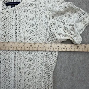 American Eagle Top Women M Crochet Lace Ivory Boho Cottagecore Coquette Granny thumbnail 4