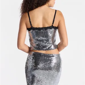 No Boundaries Sequin Mesh Tank Top and Mini Skirt Set, 2-Piece, Women's thumbnail 4