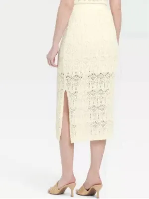 A New Day Crochet Midi Skirt in Cream Size Small NWT thumbnail 2