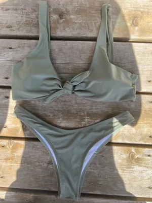 Olive Green Tie Bikini thumbnail 2