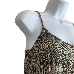 Vero Moda Women Safari‎ Animal Print Singlet Dress XS Tan Tiered Boho Summer thumbnail 5