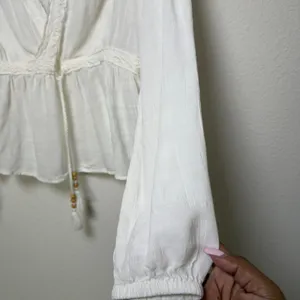 Idyllwind‎ Women Babydoll Top Medium Top Ivory Lace Trim Crochet Boho Gauze thumbnail 8