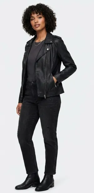 Style & Co. Faux Leather Moto Jacket Size Medium thumbnail 1