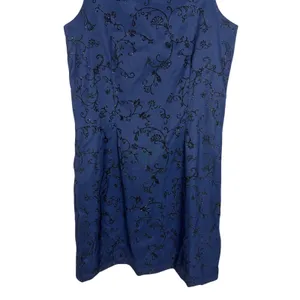 Just Kidding by La Belle Navy Blue Glitter Floral Mini Dress Size Small thumbnail 3