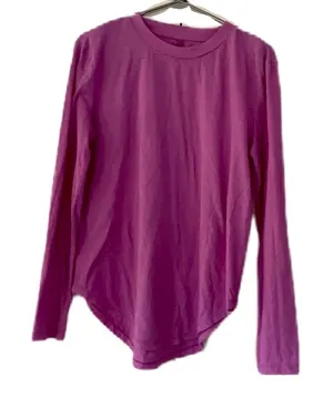 Lou & Grey Purple Cozy Long Sleeve Shirt Purple Oversized Curved Hem‎ Athleisure thumbnail 1
