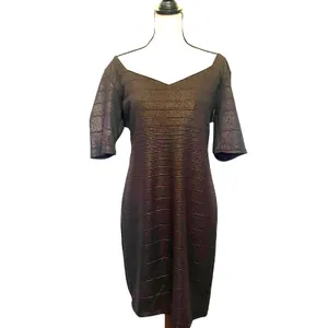 Bisou Bisou Y2K Metallic Ruched Dress Sz 14 Mob Wife Cocktail Club Brown Shimmer thumbnail 2
