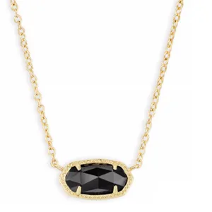 Kendra Scott Glass Stone Elisa Pendant Necklace Gold & Black thumbnail 8