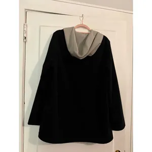 Fleet Street Reversible Hooded‎ Rain Jacket Womens Medium Black Grey Zip Up Coat thumbnail 3
