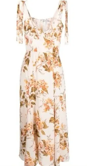 Reformation Twilight Bella Floral Midi Dress Tie Straps thumbnail 1