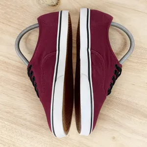 Van Authentic Canvas Low Top Lace Up Sneakers Burgundy Red 7.5 Women‎ 6 Men thumbnail 5
