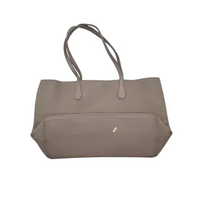 Tory Burch Perry Tote Taupe Pebbled Leather Shoulder Bag Classic Preppy Neutral thumbnail 6