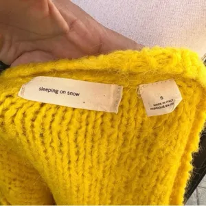 Sleeping on Snow (Anthro) Yellow Crochet Alpaca Sweater Size S thumbnail 4
