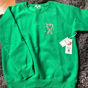 Wildfox Green Crewneck Sweater with Candy Cane Design thumbnail 1