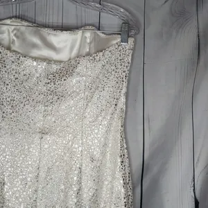 Vintage Jessica McClintock White and Silver Strapless Mini Cocktail Party Dress thumbnail 8