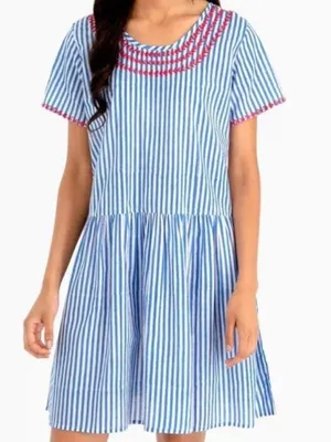 Tuckernuck Pink City Prints Blue Striped Mini Dress thumbnail 1