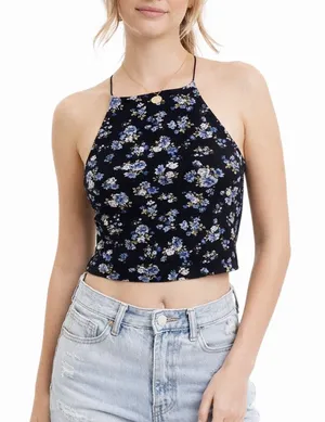 Forever 21 Floral Crop Tank Top thumbnail 1